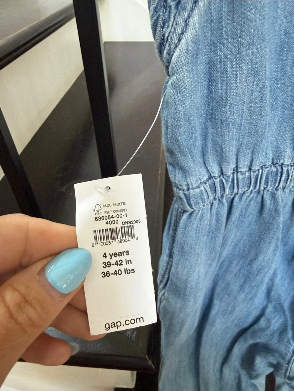 GAP Light Blue Denim Flutter-Sleeve One-Piece
